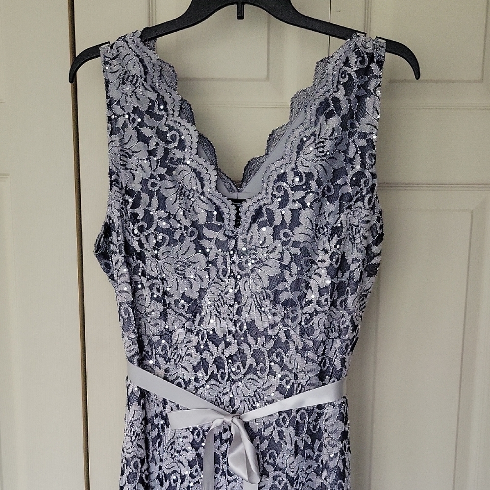 Candelight Womans Size 2X Elegant Lace Dress with Ribbon Tie